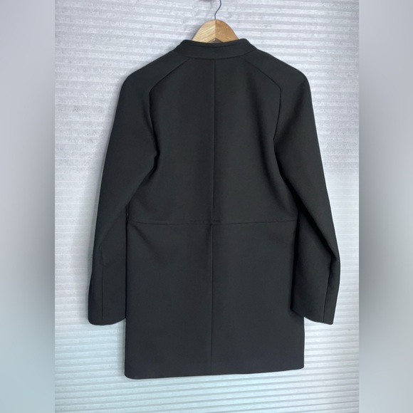 H&M short wool-blend coat women size 4 black long sleeve lined - Picture 2 of 14